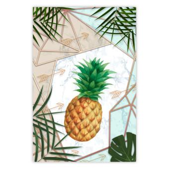Cartel Fruta tropical - piña en composición geométrica con hojas verdes