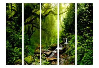 Biombo barato Bosque cuento hadas II: bosque verde cascada rocas