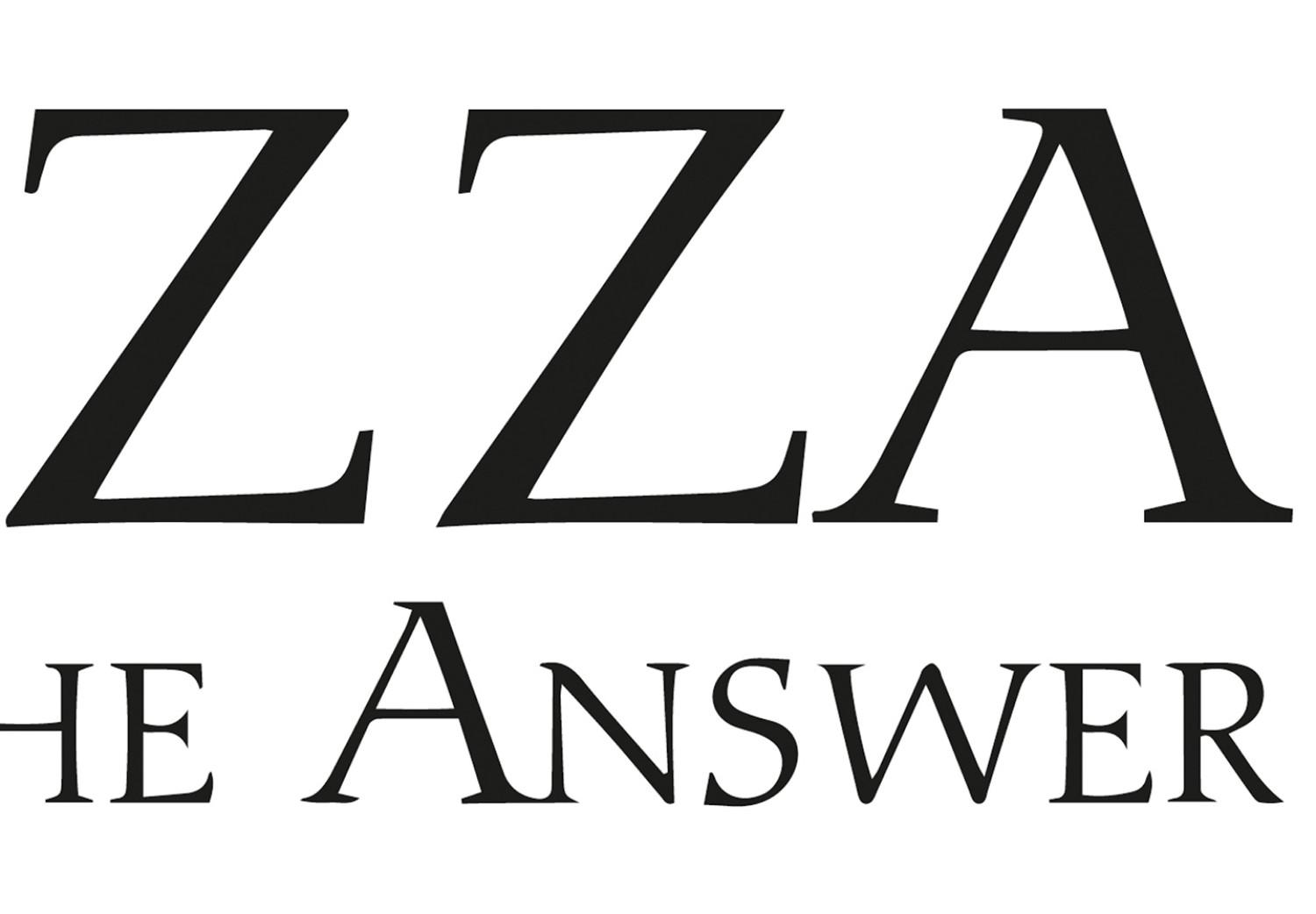 Cuadro moderno Pizza - gráfico en blanco y negro con las palabras Pizza is the answer