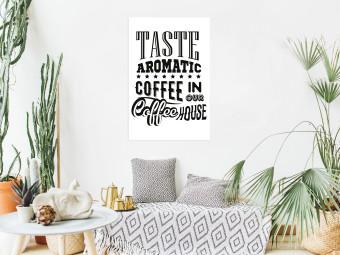 Poster Saborea el café aromático - textos negros relacionados con el café