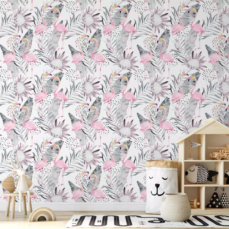 Papel de pared Flamingos and Twigs