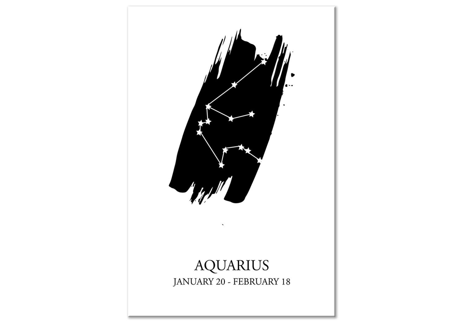 Cuadro decorativo Signo del zodiaco Acuario (1 pieza) - motivo gráfico blanco y negro