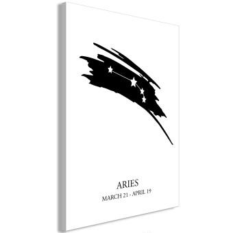 Cuadro Aries - Gráficos minimalistas con estrellas y fechas.