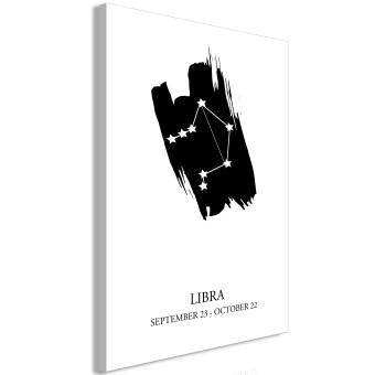 Cuadro decorativo Libra - gráfico en blanco y negro que representa el signo del zodíaco