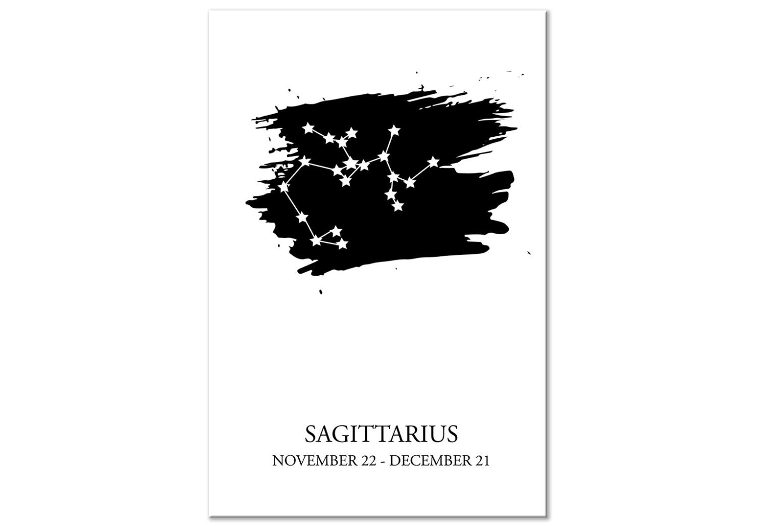 Cuadro decorativo Signo zodiacal Sagitario (1 pieza) - motivo gráfico con inscripciones