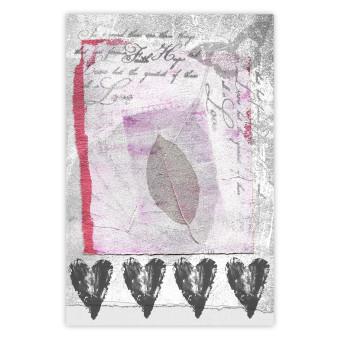 Cartel Diario: hojas y corazones con inscripciones