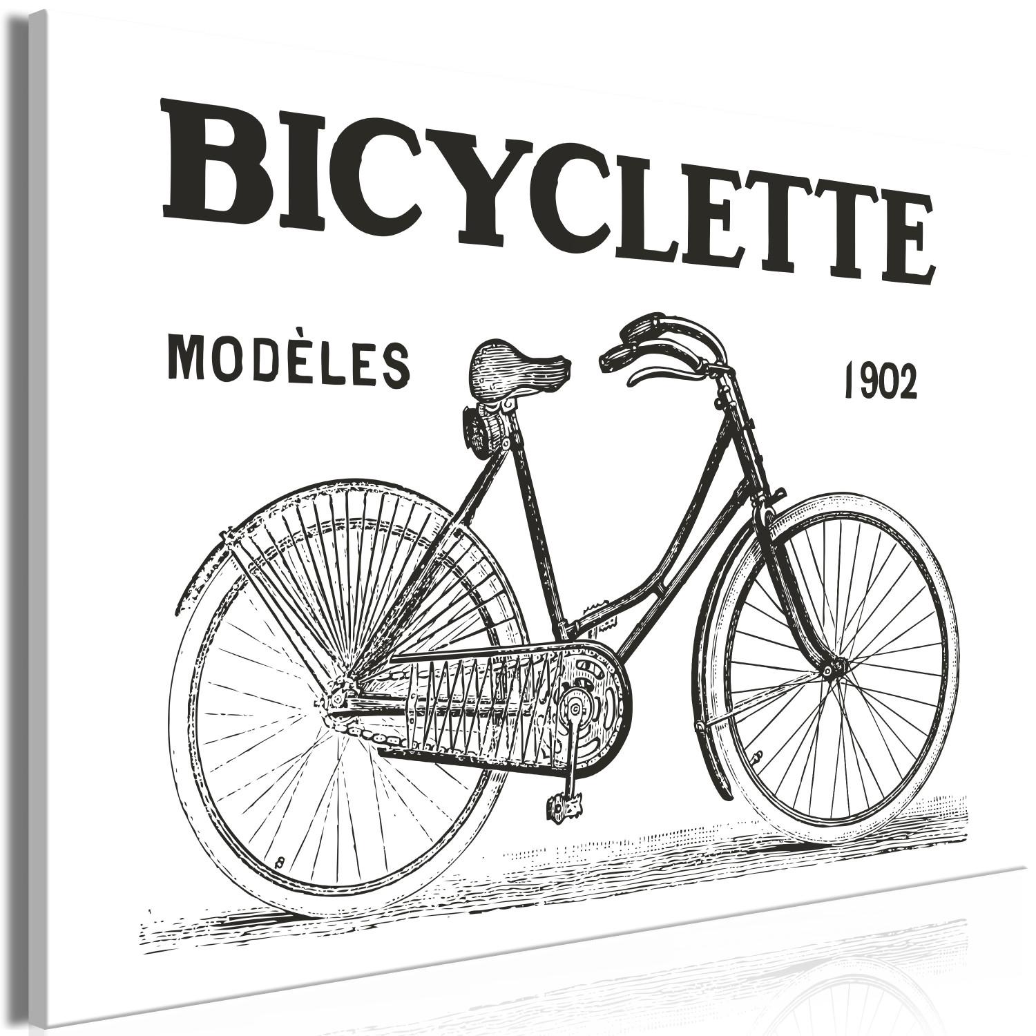Cuadro moderno Vehículo de la vieja escuela - gráfico de bicicleta, vintage line art