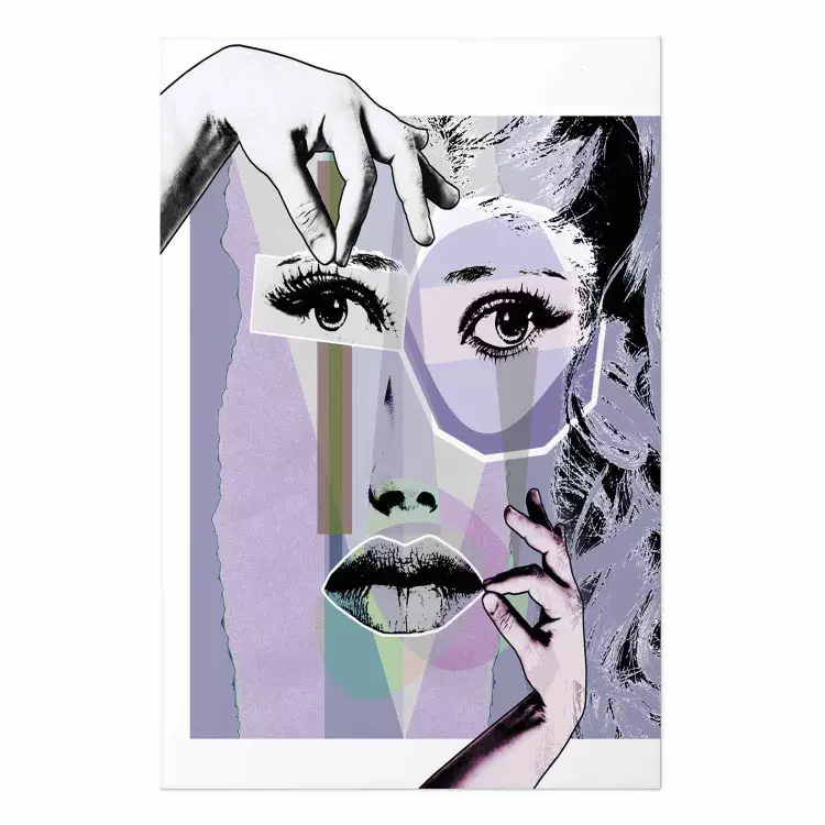 Poster Cirugía plástica: abstracción con rostro de mujer en estilo pop art