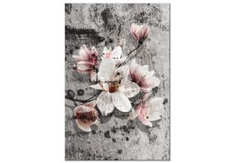 Cuadro decorativo Flores en grises (1 parte) - magnolias en luz rústica