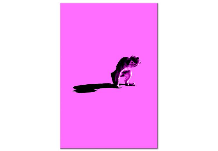 Cuadro en lienzo Sombra del mundo rosa (1 parte) - figura de mono en color vívido