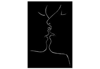 Cuadro moderno En línea de amor (1 parte) - beso de pareja en blanco y negro