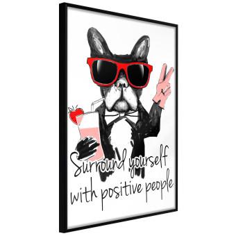 Set de poster Rodéate de gente positiva: inscripción motivacional y perro.