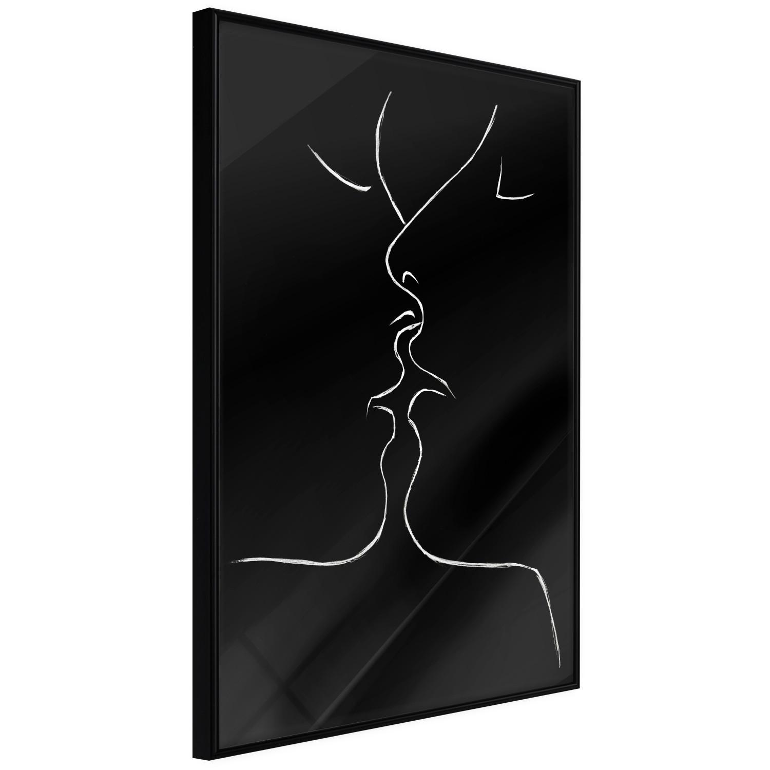 Set de poster Un beso suave: lineal romántico en blanco y negro con amantes