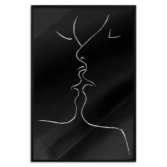 Set de poster Un beso suave: lineal romántico en blanco y negro con amantes