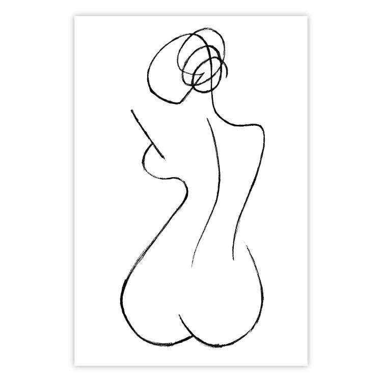 Formas femeninas: lineal minimalista en blanco y negro con una mujer