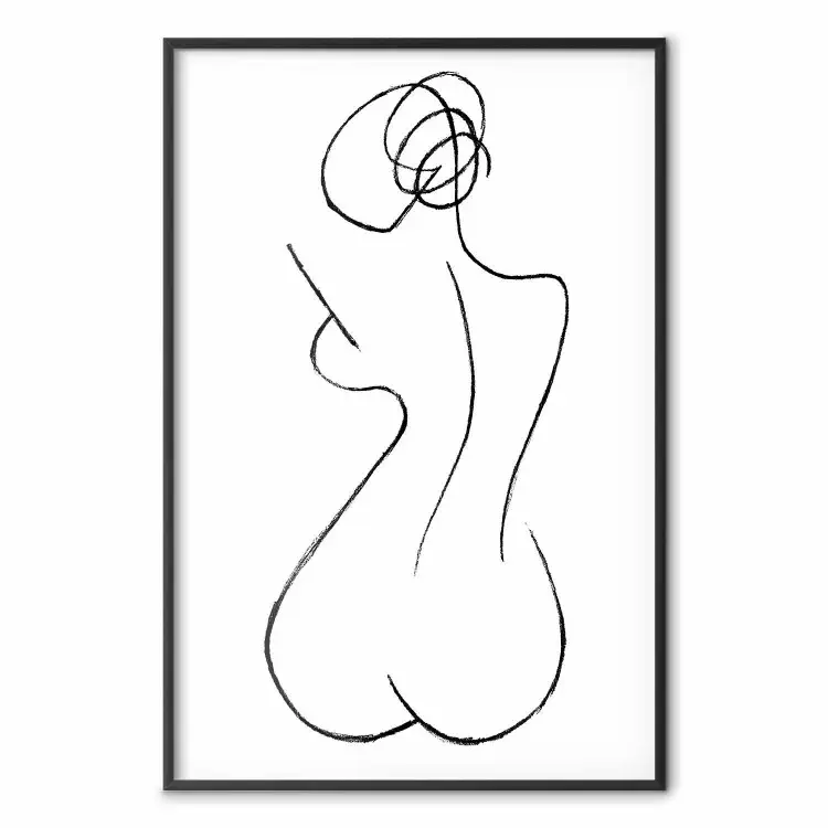 Formas femeninas: lineal minimalista en blanco y negro con una mujer