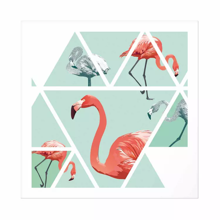 Cartel Geometric Flamingos - Square [Poster]