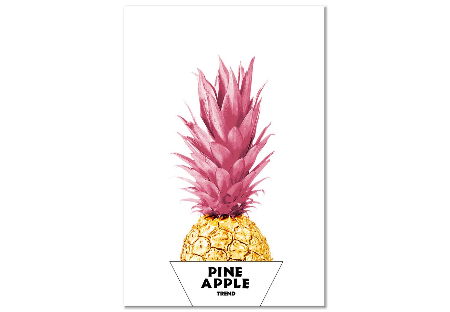 Cuadro decorativo Piña con estilo - gráfico con fruta rosa dorada en una caja blanca