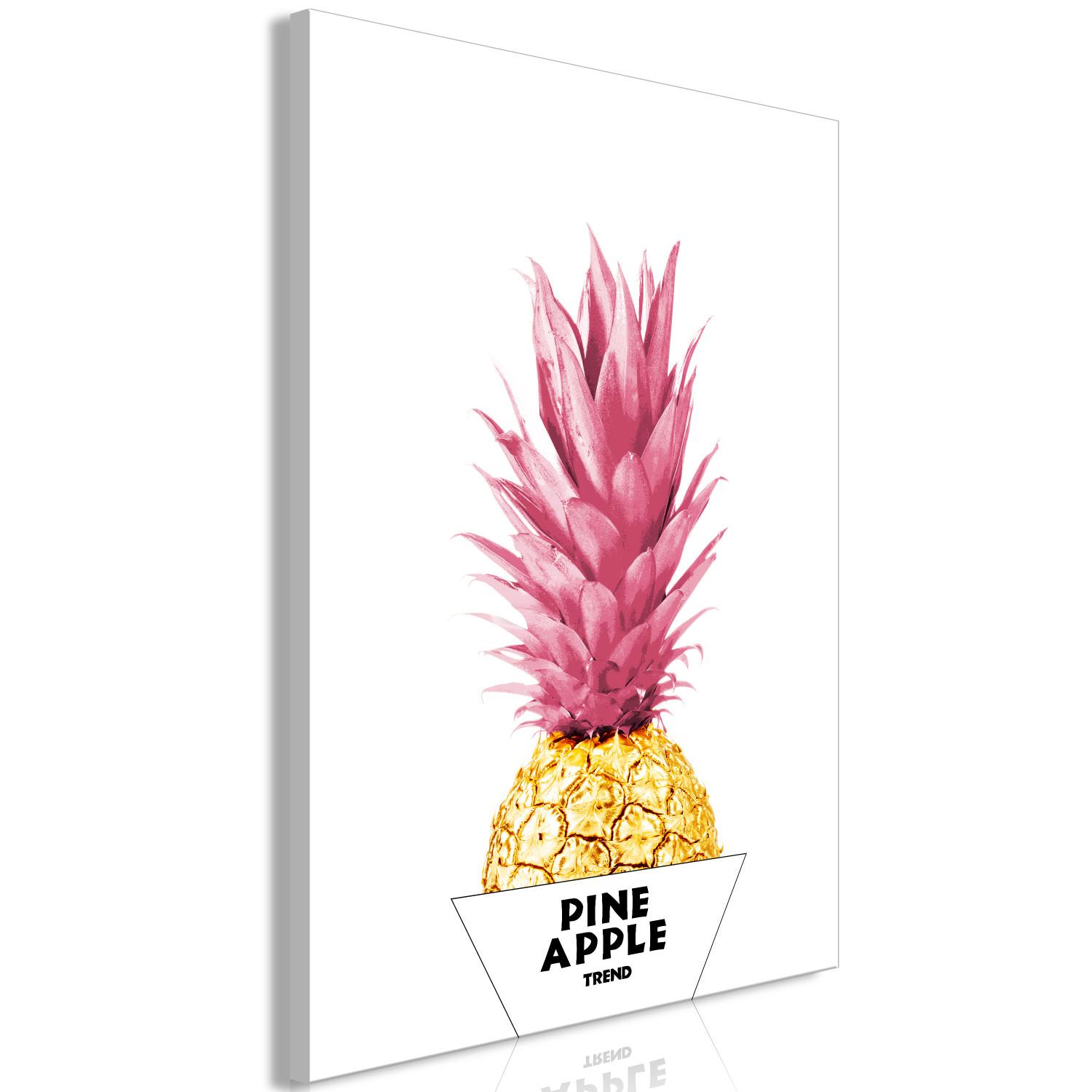 Cuadro decorativo Piña con estilo - gráfico con fruta rosa dorada en una caja blanca