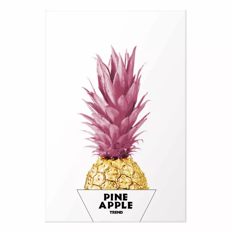 Cartel Piña dorada - una composición con una fruta tropical con hojas rosa