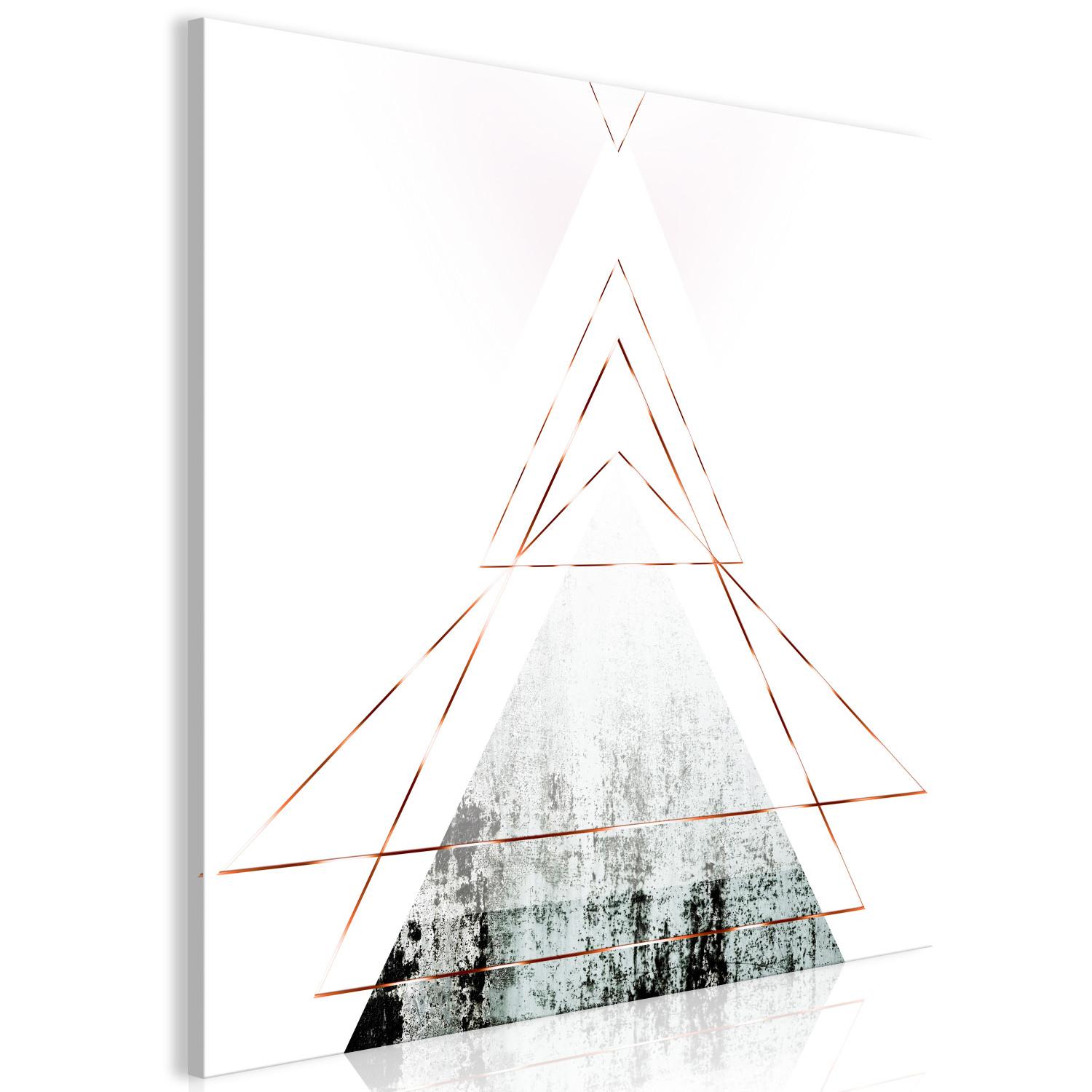 Cuadro decorativo Conexión - abstracción simétrica y tenue de triángulos y texturas