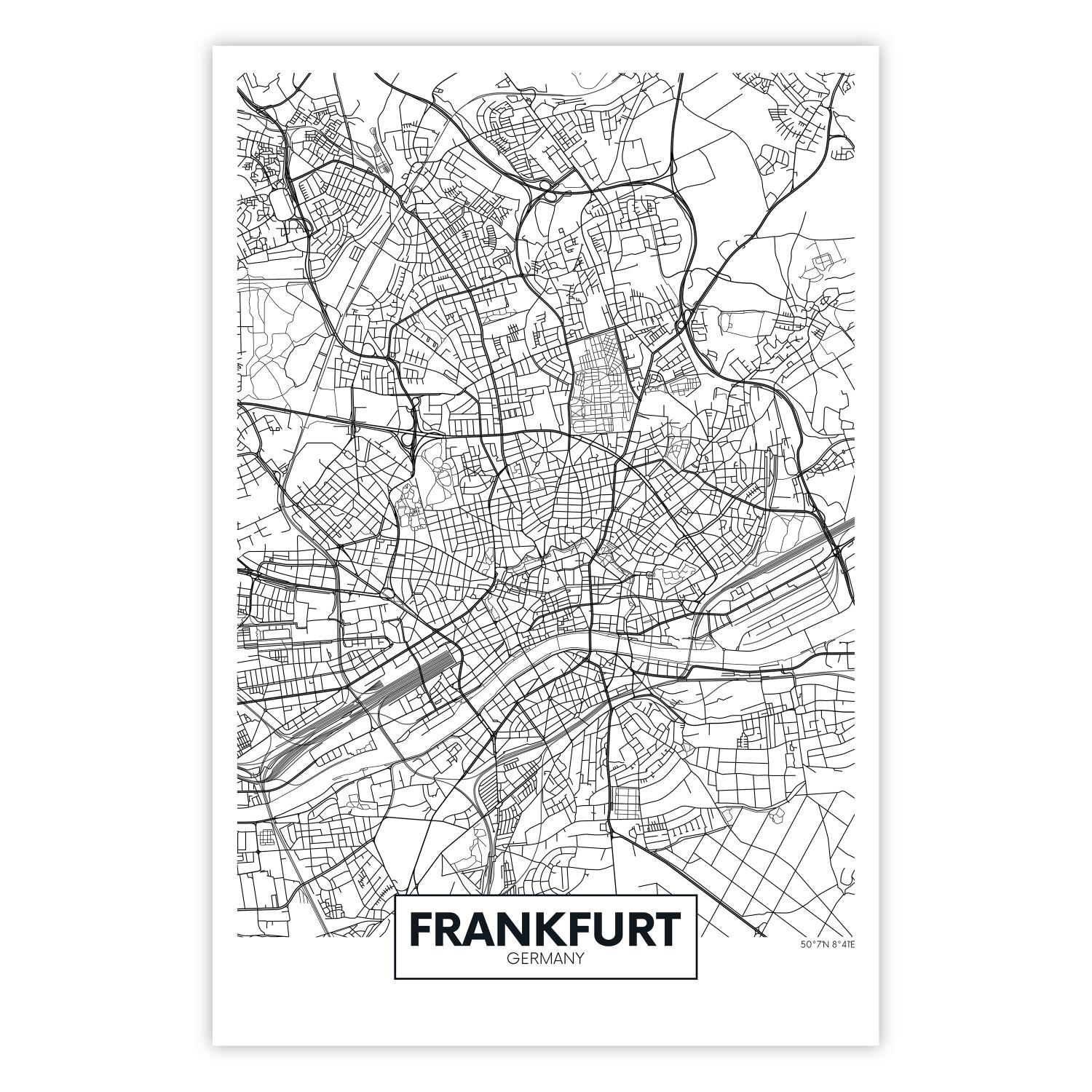 Cartel Mapa de Fráncfort: mapa de ciudad alemana