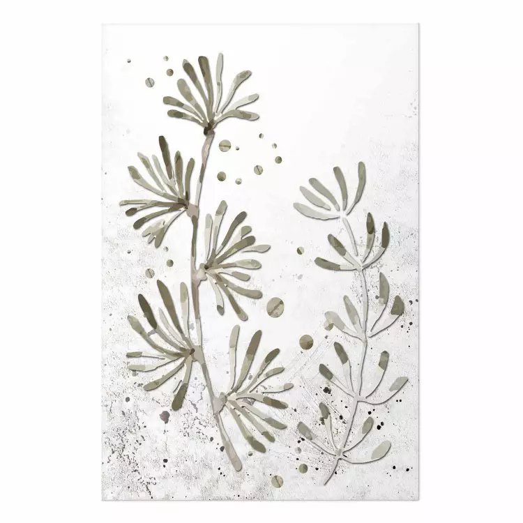 Set de poster Ramitas dobladas: hojas delicadas sobre un fondo de colores suaves