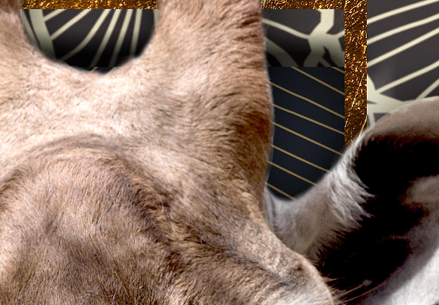 Set de poster Jirafa - retrato animal con motivo dorado