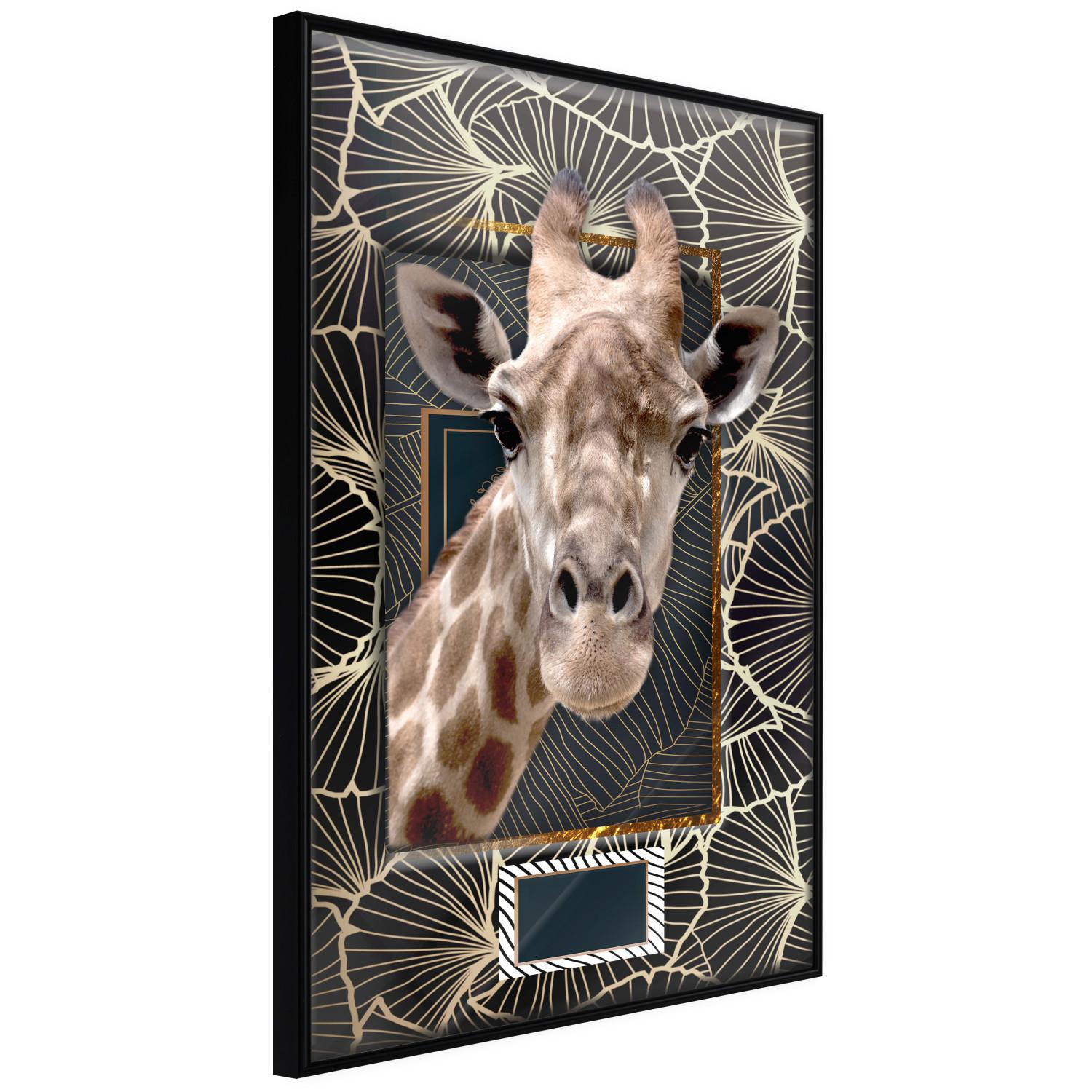 Set de poster Jirafa - retrato animal con motivo dorado