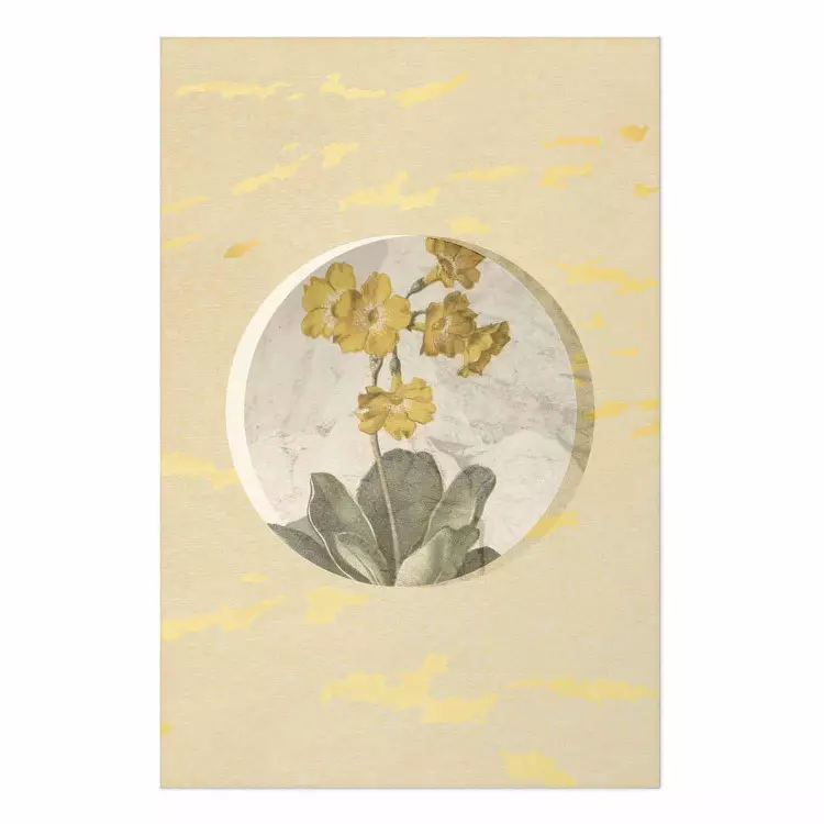 Flor en círculo: vegetal fondo amarillo y oro