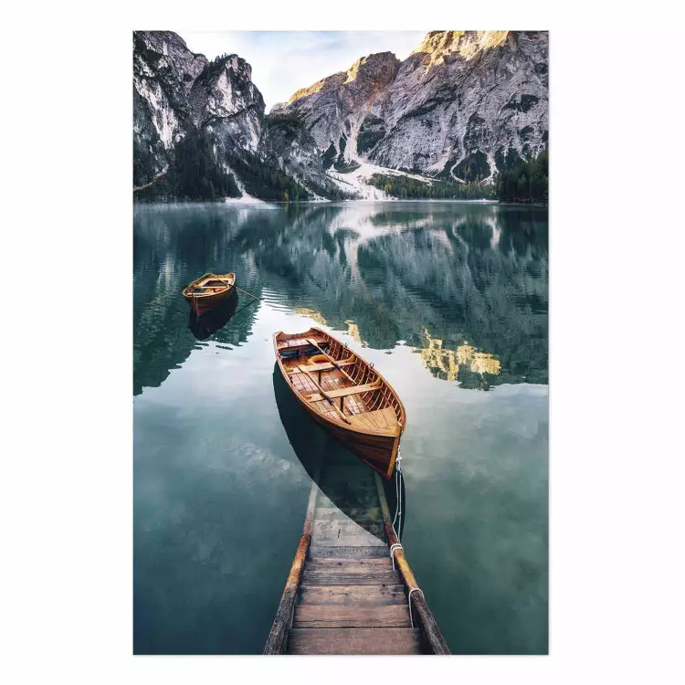 Poster Barcas Dolomitas - paisaje acuático montañosa