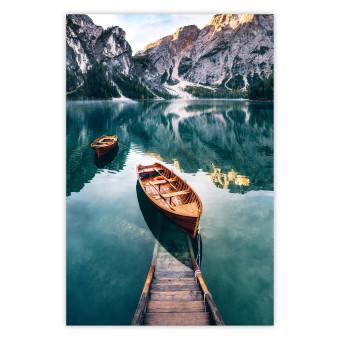 Poster Barcas Dolomitas - paisaje acuático montañosa