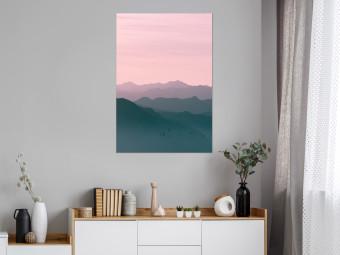 Cartel Montañas amanecer - paisaje montañosa cielo rosado
