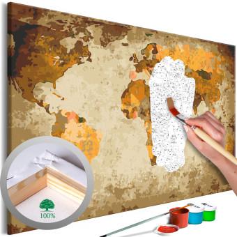 Cuadro para pintar por números Brown World Map