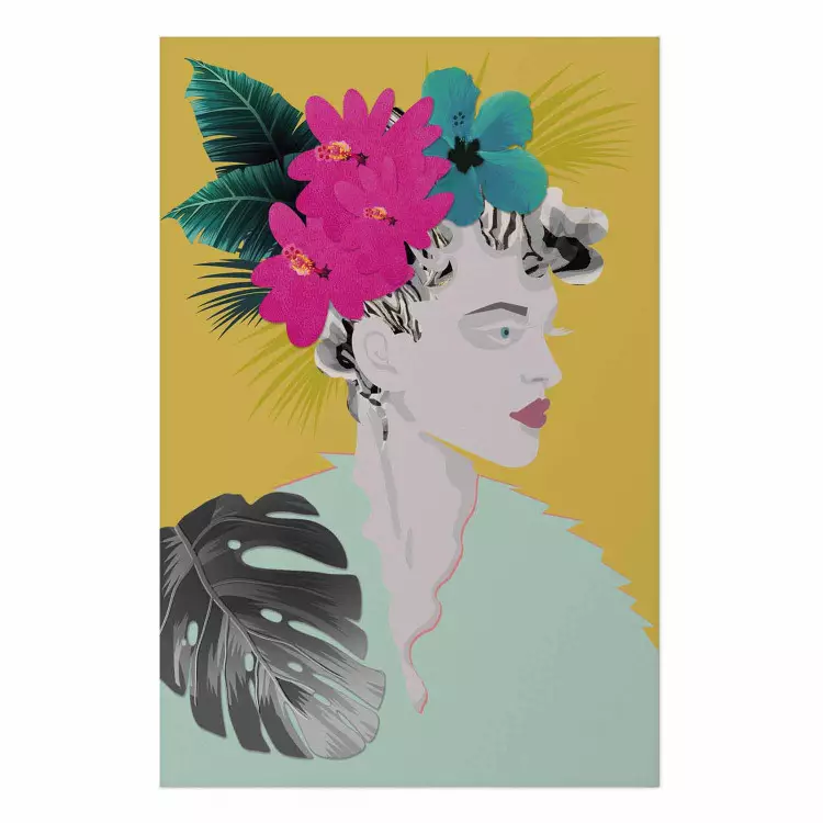Set de poster Flores cabello - abstracción colorida retrato mujer hojas
