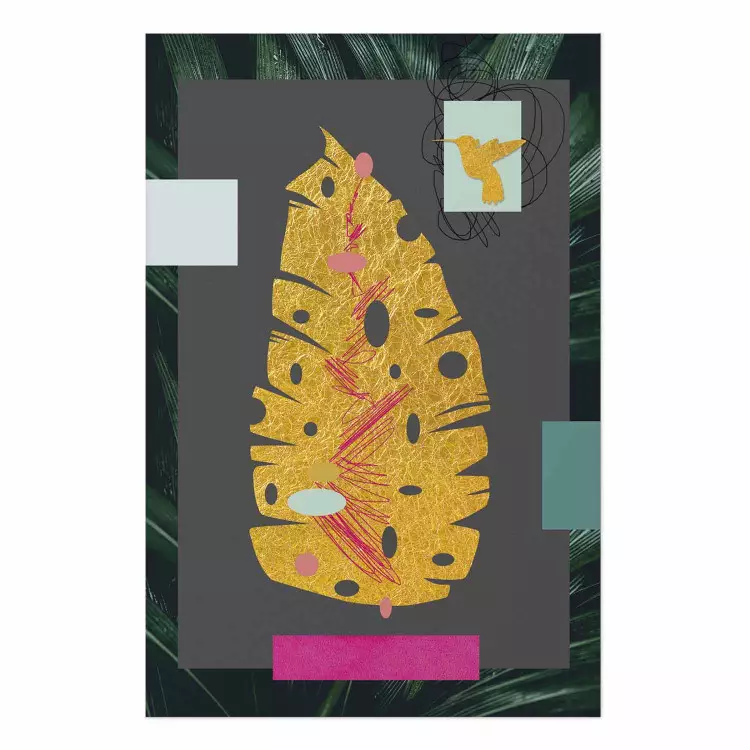 Hoja de oro: una composición abstracta colorida con motivos vegetales