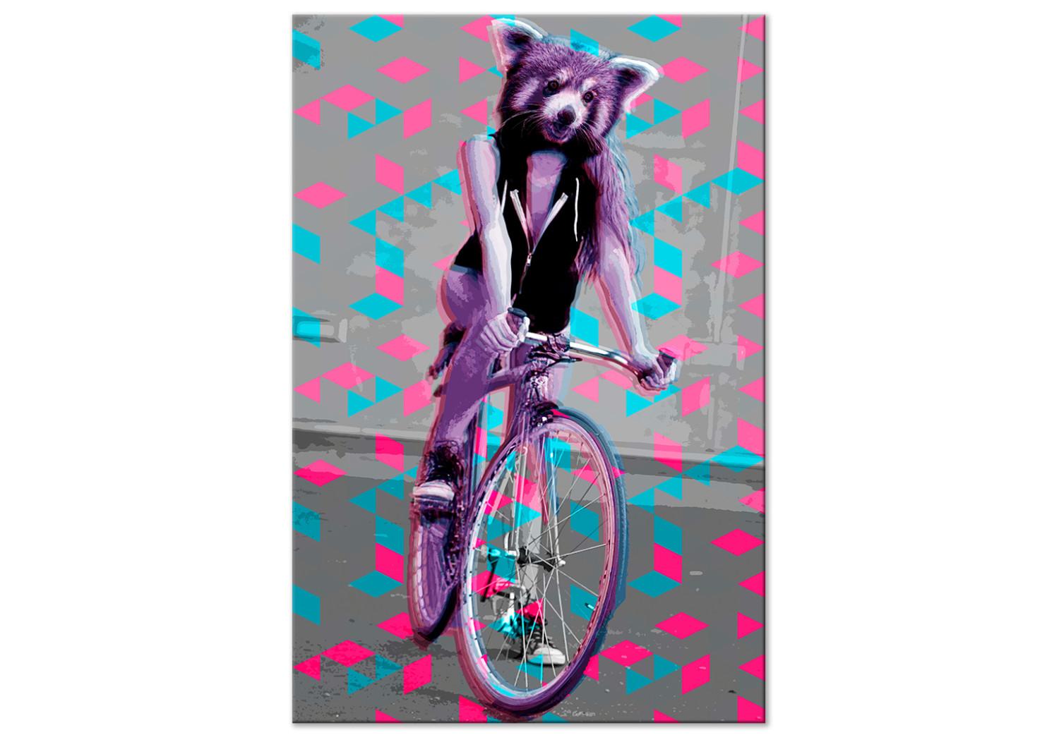 Cuadro decorativo Raccoon On The Bike (1 Part) Vertical