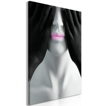Cuadro Labios rosados - retrato en blanco y negro de figura tapando los ojos