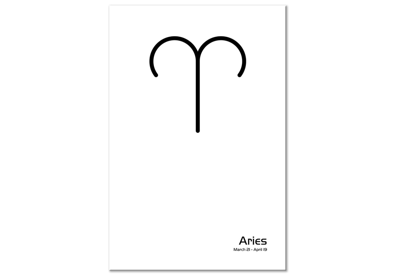 Cuadro decorativo Aries - gráfico en blanco y negro con letras negras