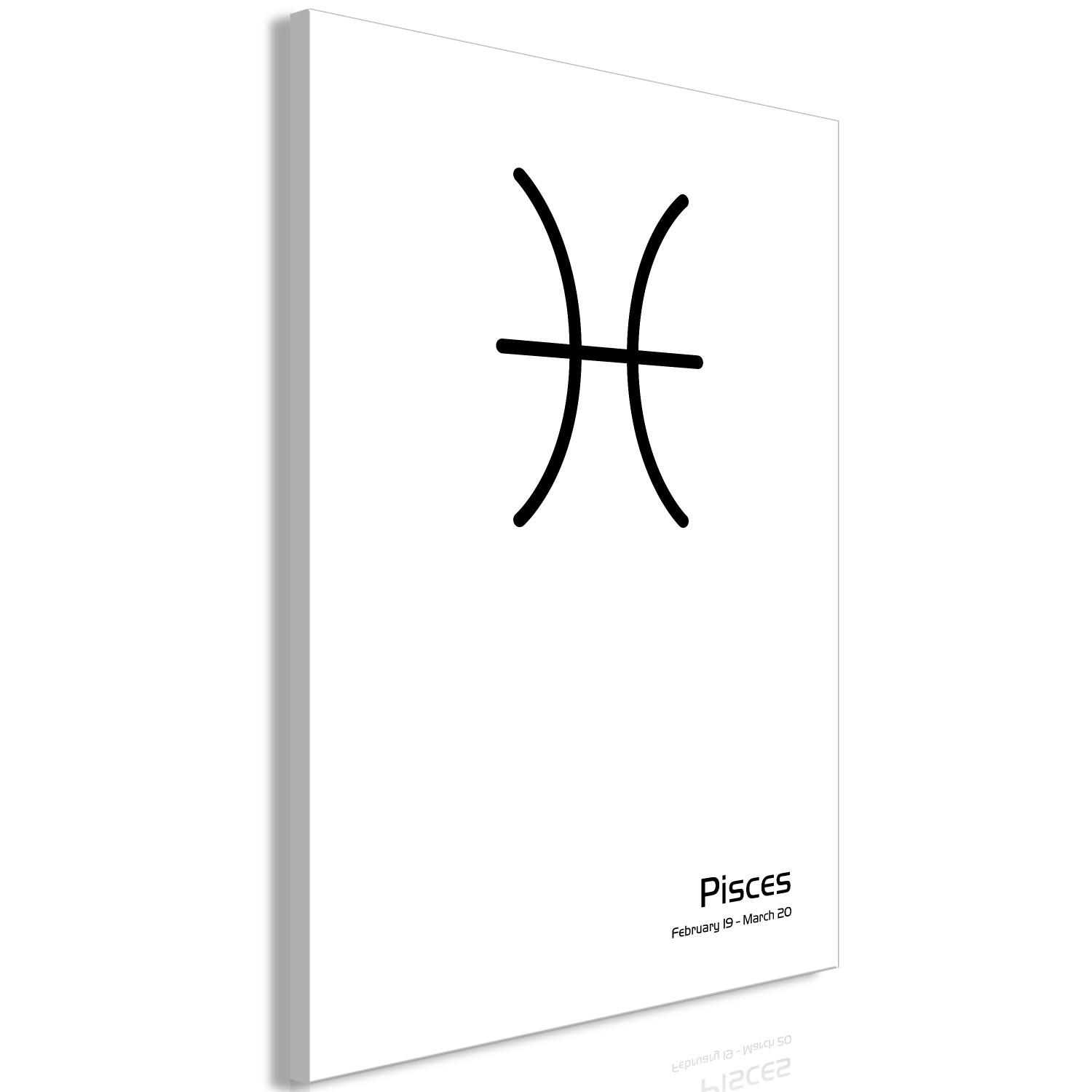 Cuadro Piscis - gráfico minimalista con leyenda sobre fondo blanco