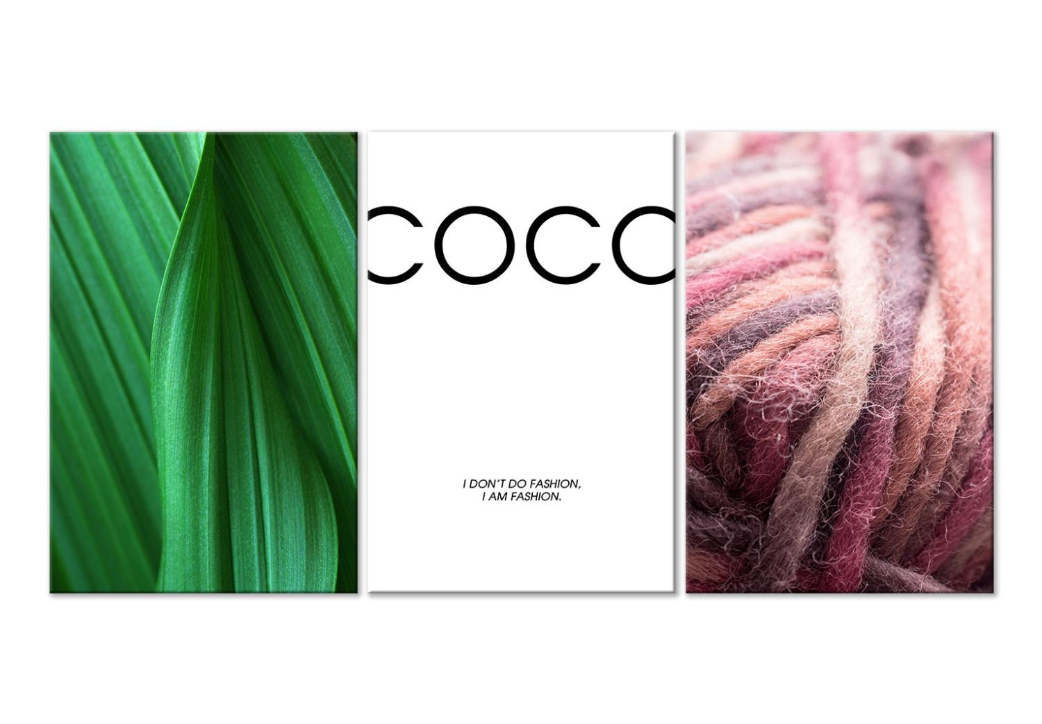 Cuadro I am Fashion - foto de una planta e hilo y gráfico con la palabra Coco