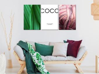 Cuadro I am Fashion - foto de una planta e hilo y gráfico con la palabra Coco