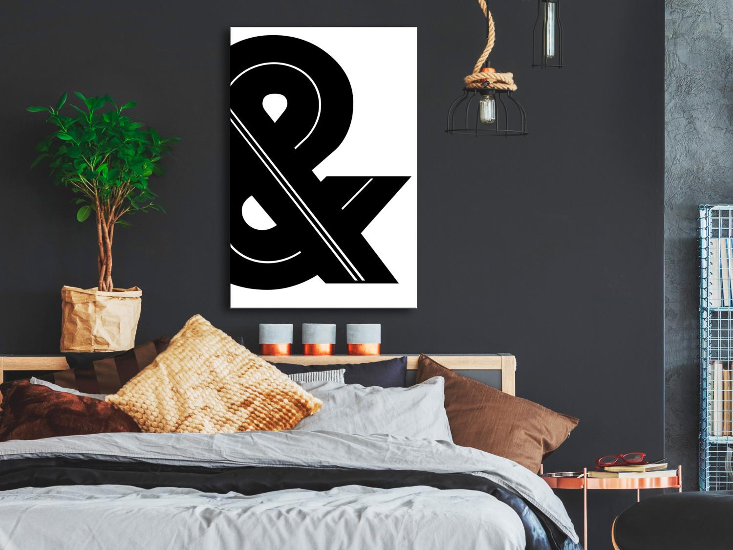 Cuadro moderno Signo & - letras negras y minimalistas sobre un fondo blanco