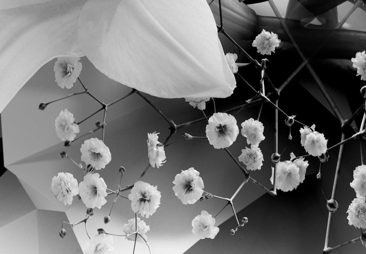 Cuadro moderno Ramo abstracto de lirios (1 pieza) - flores en blanco y negro