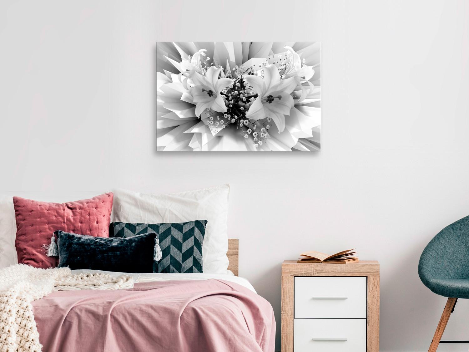 Cuadro moderno Ramo abstracto de lirios (1 pieza) - flores en blanco y negro