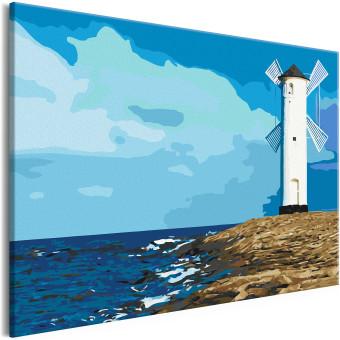 Cuadro numerado para pintar Lighthouse with Windmill