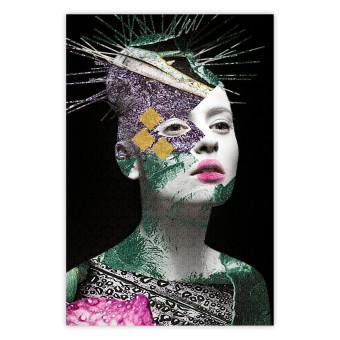 Poster Retrato colorido - abstracto colorido con rostro femenino