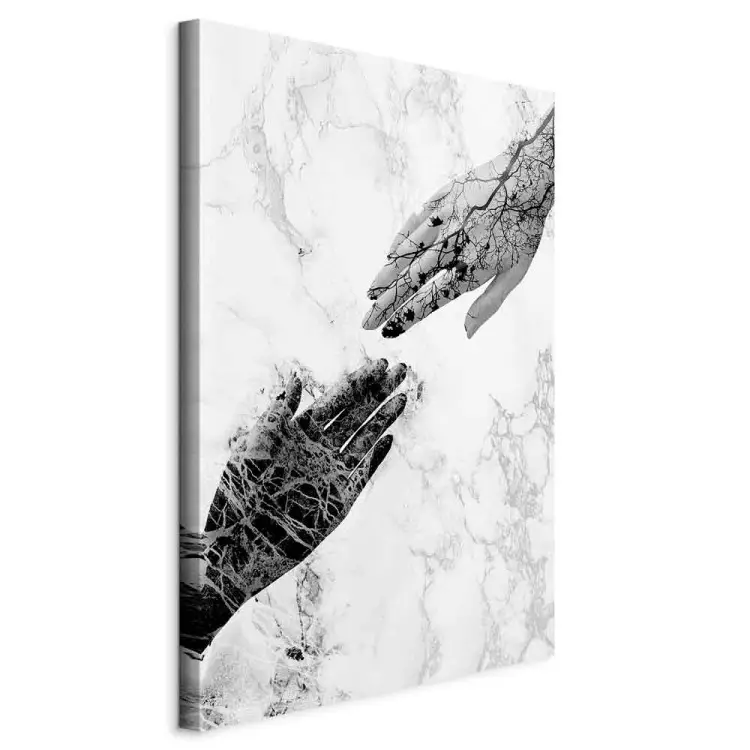 Arte natural en las manos - abstracción en blanco y negro