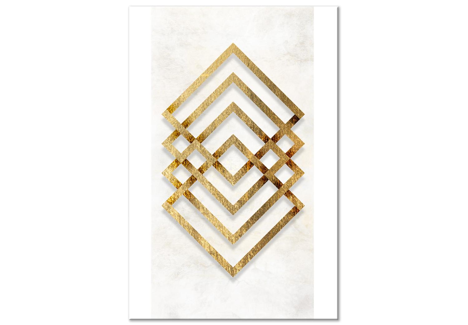 Cuadro Simetría de la abstracción (1 pieza) - formas geométricas en dorado