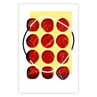 Póster Doce bistecs: única con círculos rojos sobre fondo amarillo